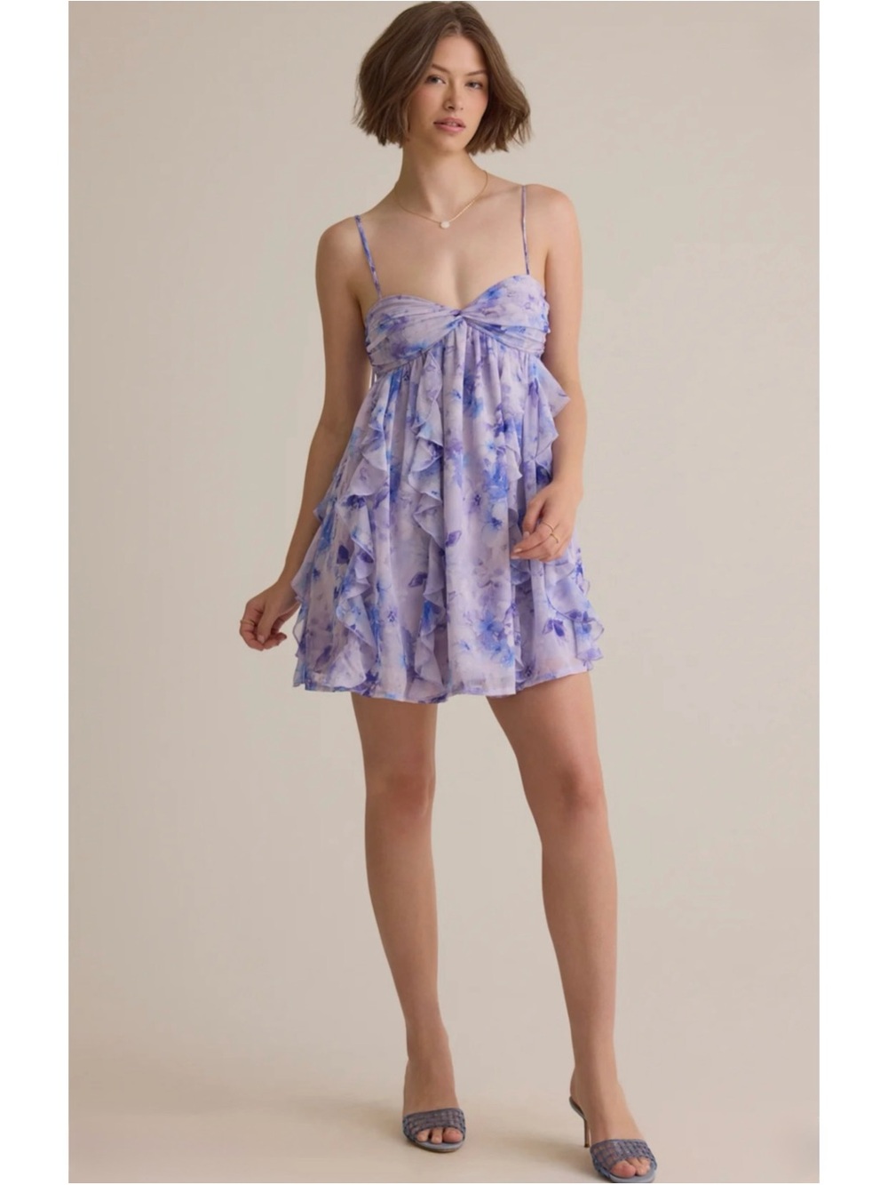 ALTAR'D STATE | NWT Whitley Watercolor Floral Mini Babydoll Dress, Size Small - Picture 6 of 14